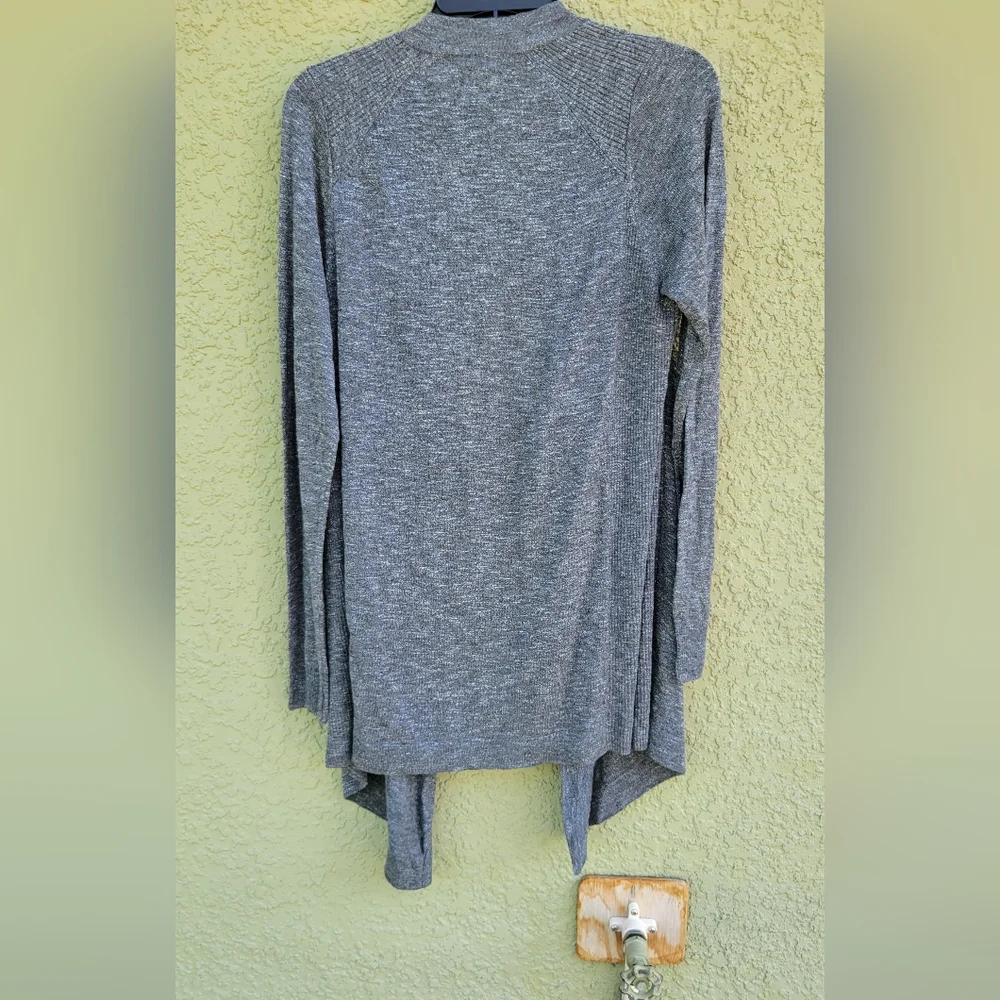 Vince Linen Blend Open Drape Heather Grey Cardigan